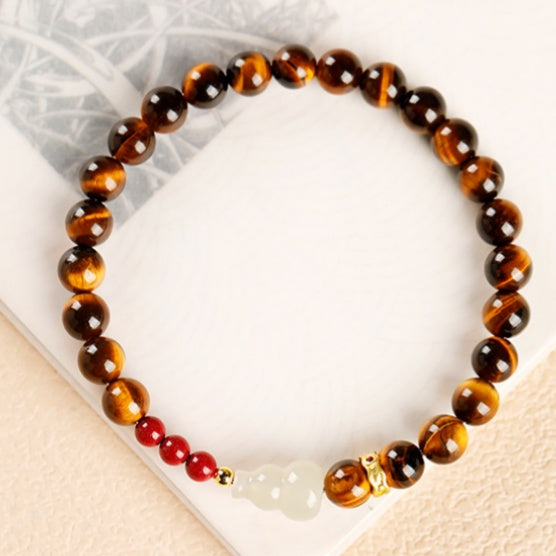 Tiger Eye & Jade Gourd Protection Bracelet – Calm Energy & Good Fortune Charm