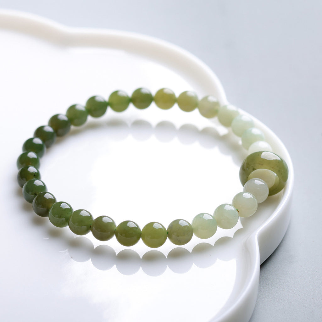 Green Jade Gradient Bead Bracelet – Calm Flow & Balance Energy