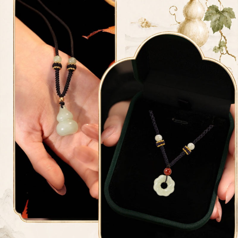 Quiet Wholeness-Nephrite Jade Cord Pendant Necklace