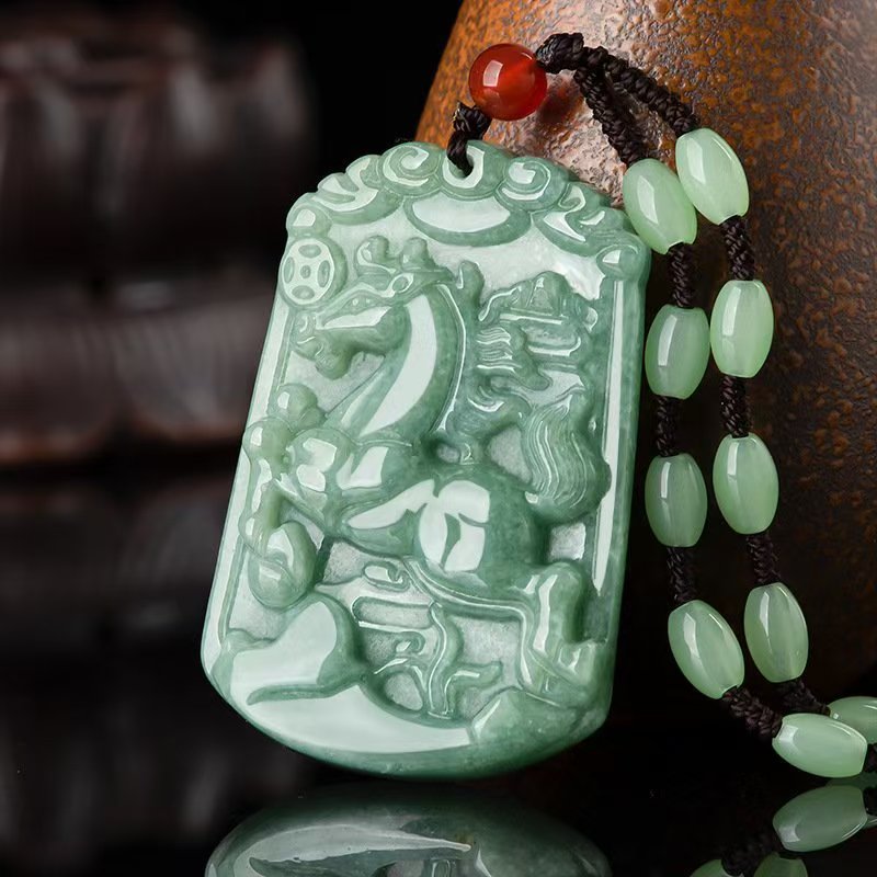 Natural Green Jade Horse Pendant – Symbol of Success & Strength