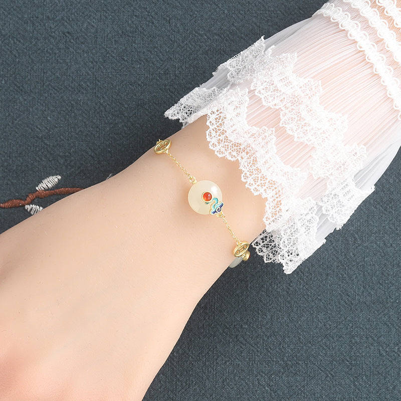 Cloud & Coin Nephrite Jade Bracelet-A Wish for Fortune