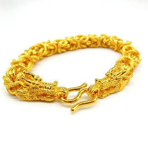 Gold Double Dragon Bracelet-Protection&Luck