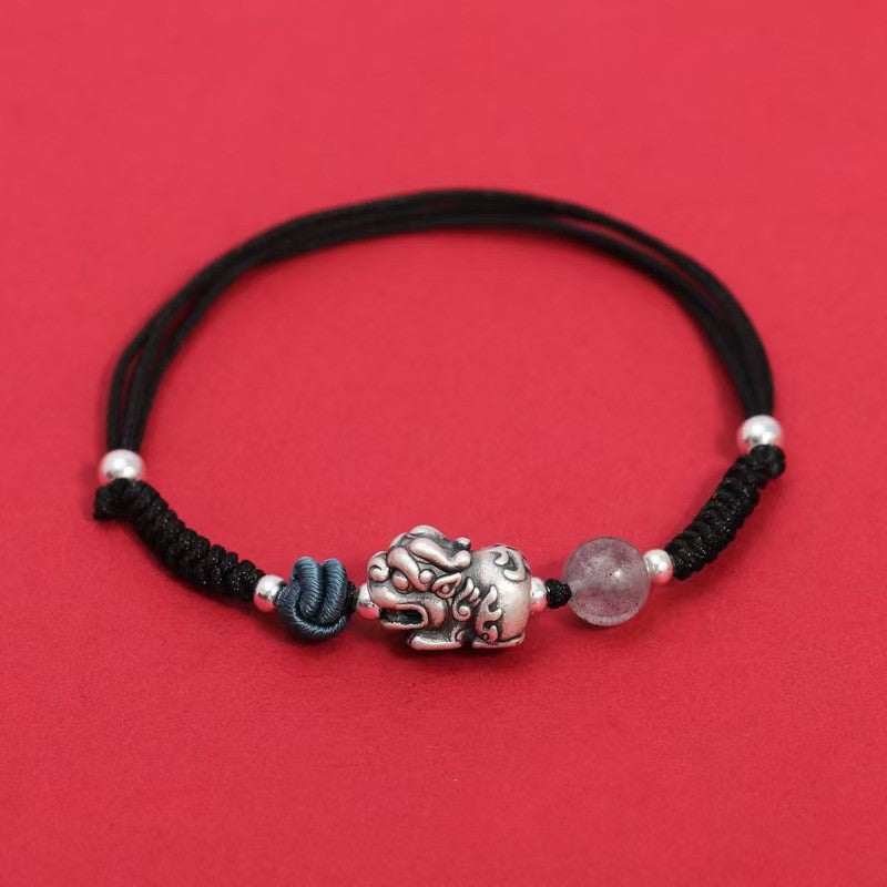 999 Silver Pixiu Red String Couple Bracelet-Protection and Wealth