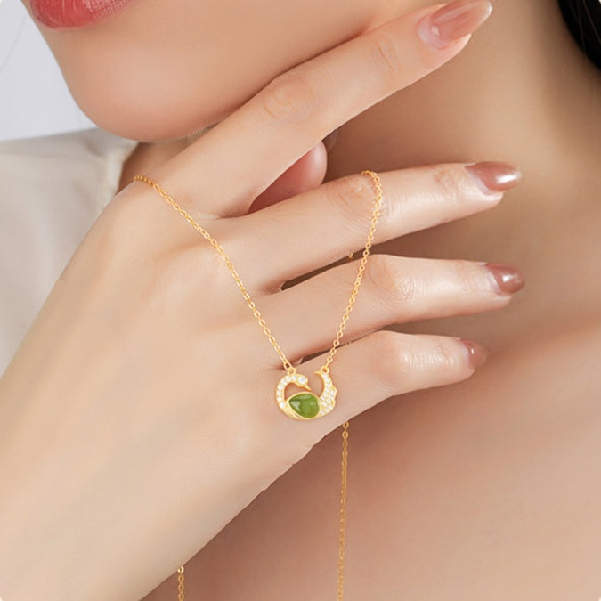 Swan Nephrite Jade Necklace-Peace & Joy