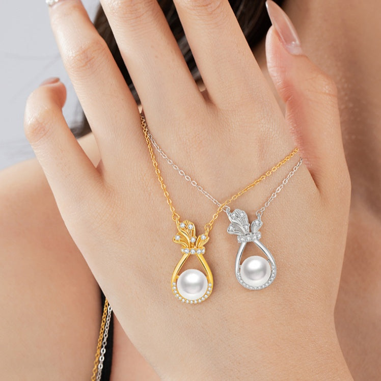 Fortune Bag Freshwater Pearl Necklace-Blessings to Share