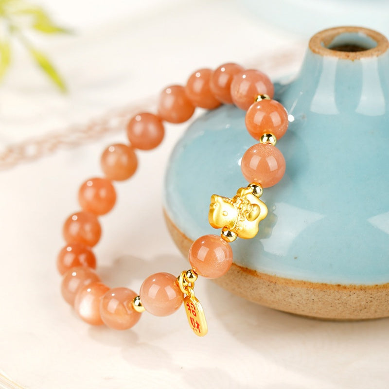 Sunstone "Year of the Horse" Good Fortune Bracelet – 18K Gold Vermeil & Natural Vitality