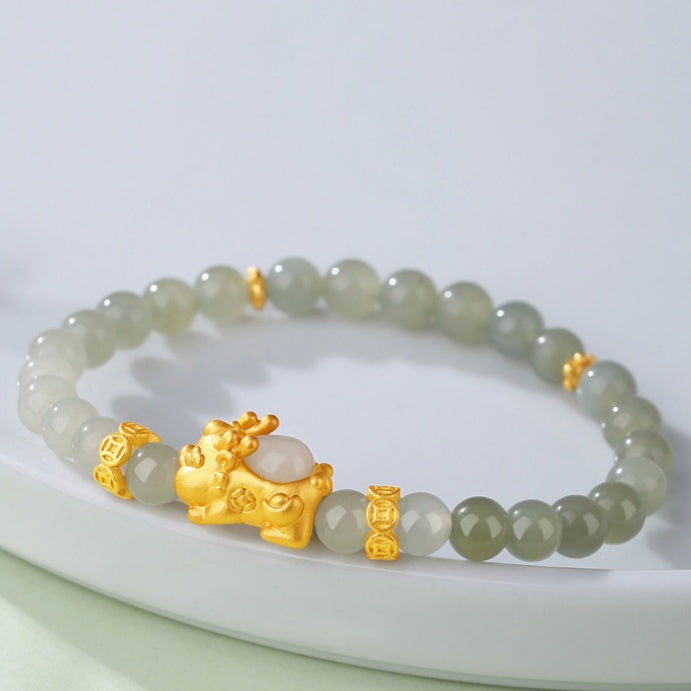 Abundance & Fortune-Pixiu Nephrite Jade Bracelet