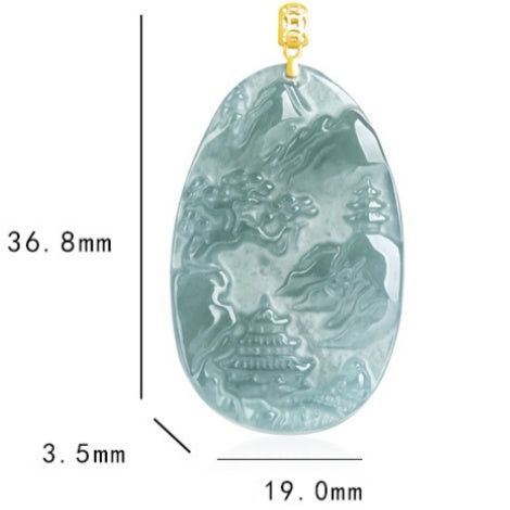 Jade Landscape Pendant–Wisdom, Serenity & Boundless Prosperity-grade a jade