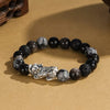 Guardian Flow Pixiu Obsidian & Lava Stone Silver Bracelet