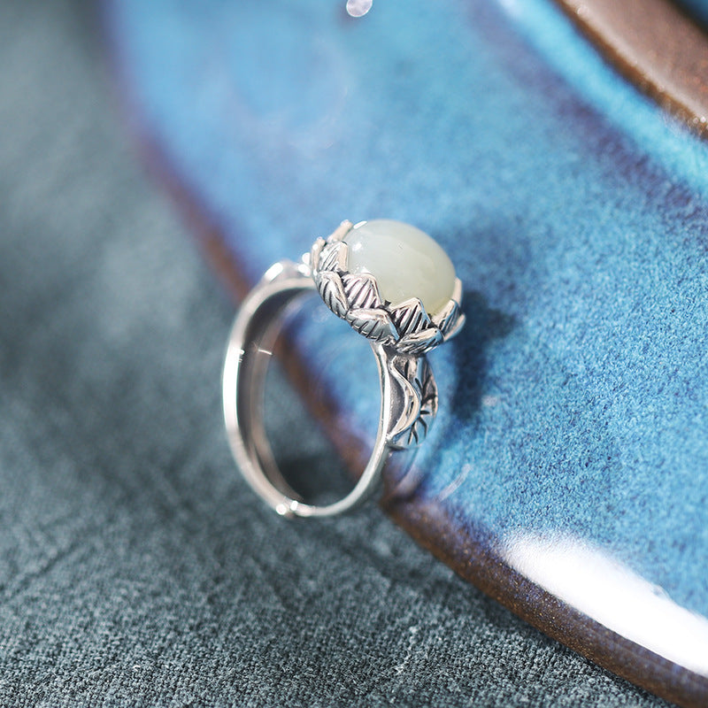 A Lasting Bloom-Lotus S925 Silver Adjustable Ring