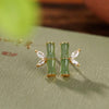 Natural Green Jade Bamboo Earrings-Prosperity Luck