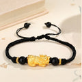 Welcoming Fortune-Pixiu Obsidian and Red Agate Couple Bracelet Set