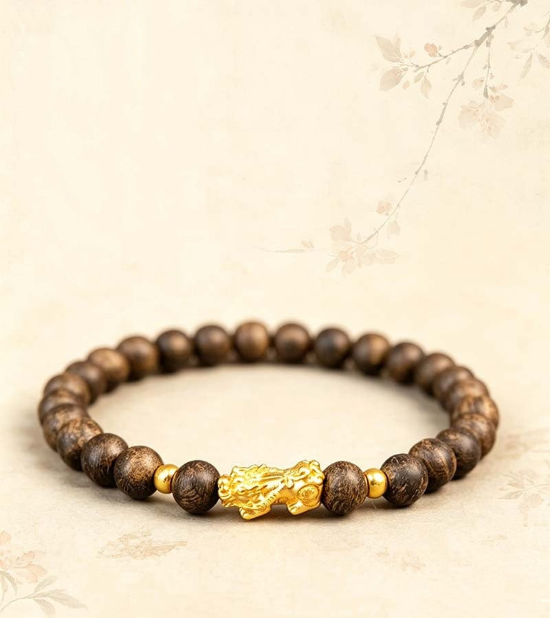 Calm & Prosperity-Pixiu Agarwood Bead Bracelet