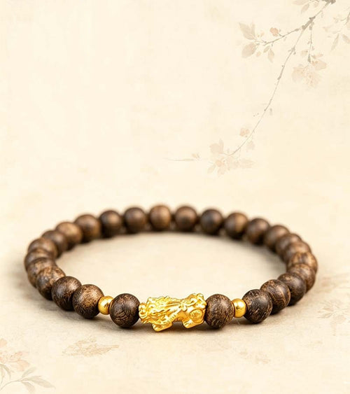 Calm & Prosperity-Pixiu Agarwood Bead Bracelet