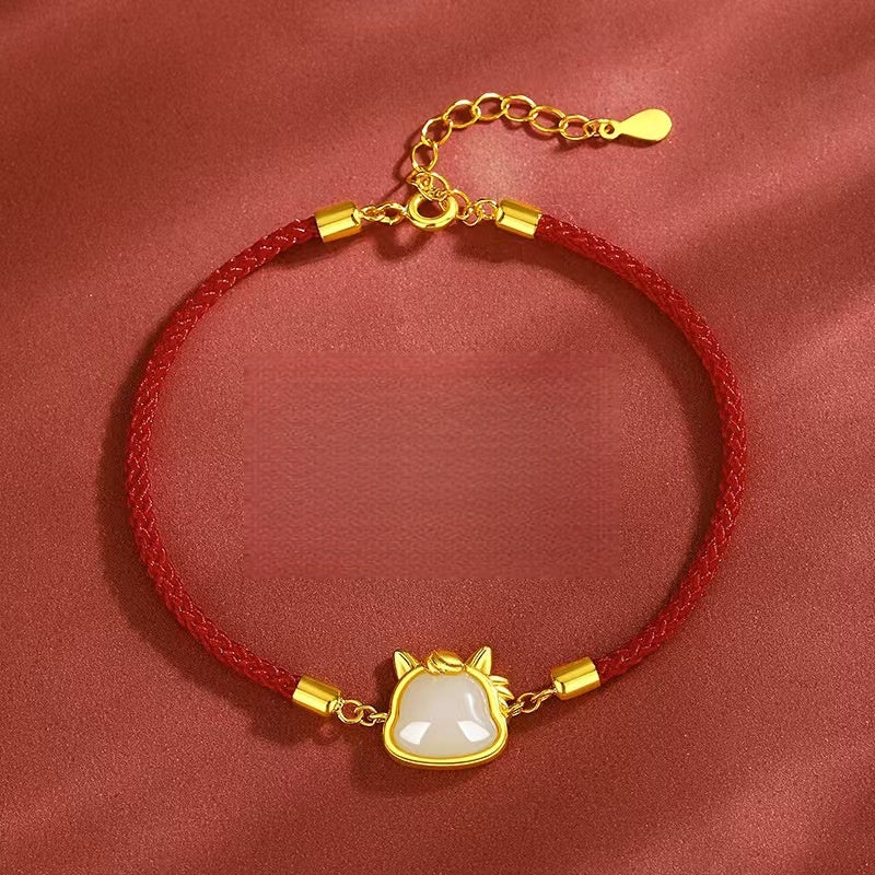 Joyful Promise – Jade Horse Red Cord Bracelet