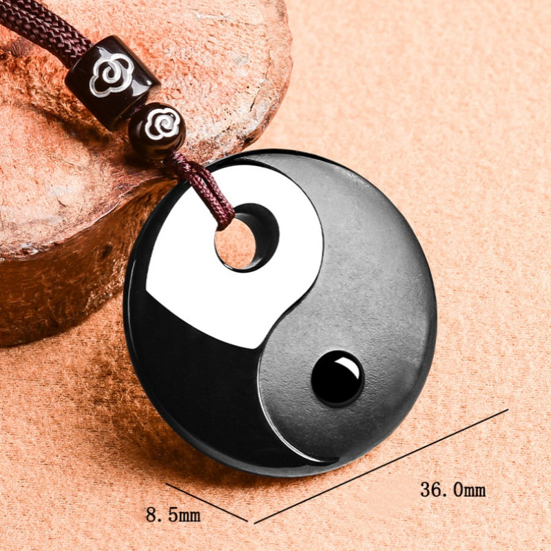 Natural Black Jade Yin Yang Tai Chi Pendant-Balance Protection