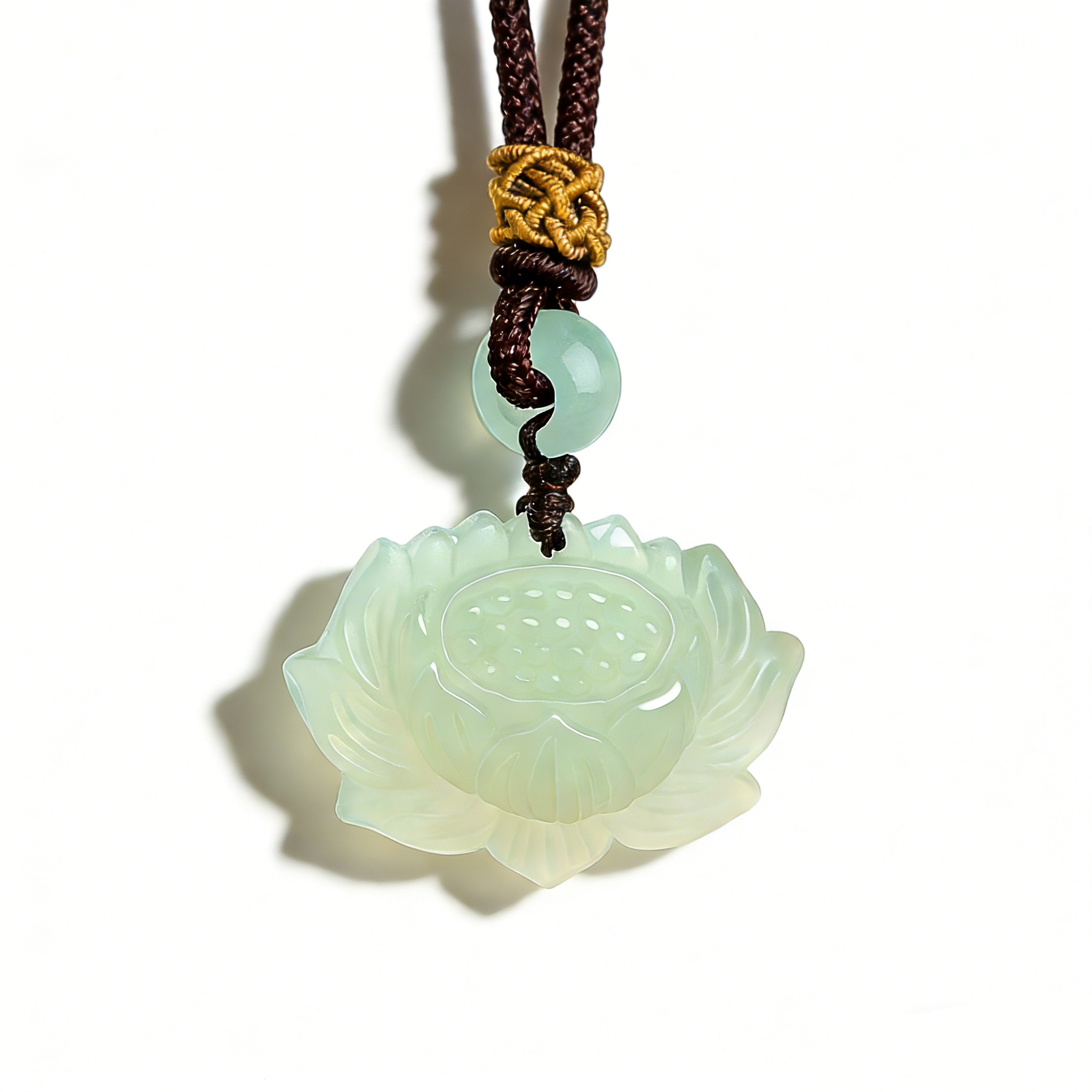 Purity Protection Lotus Hetian Jade Pendant Necklace-Symbol of Purity & Inner Peace