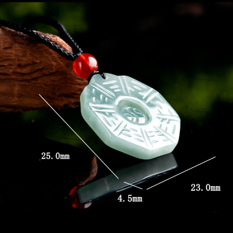 Blue Jadeite Taiji Bagua Pendant – Natural Ice Variety Jade Necklace for Men & Women