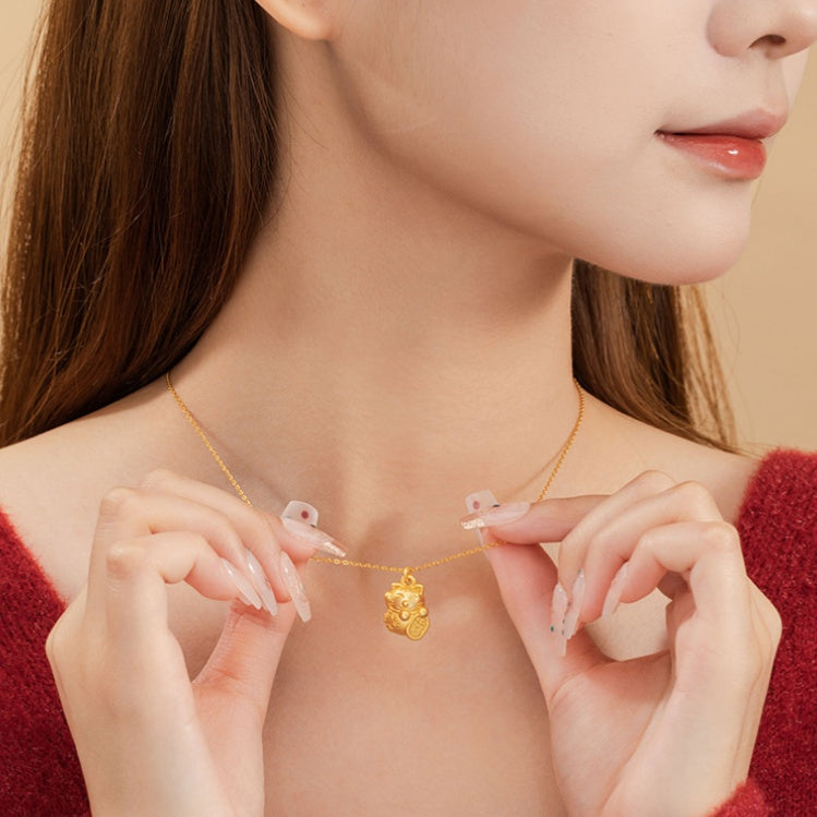 Prosperity and Fulfillment-Golden Lucky Cat Necklace