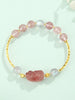 Strawberry Quartz Pixiu & Moonstone Bracelet–Fortune, Love & Emotional Harmony