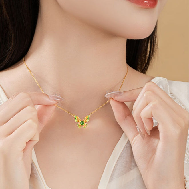 Butterfly Nephrite Jade Necklace-Gentle Transformation
