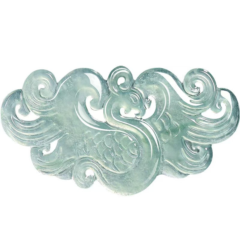 Ice Jade Phoenix Hand-Carved Pendant-Protection and Prosperity