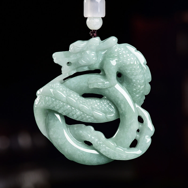 Prosperous Ascent Jade Dragon Pendant