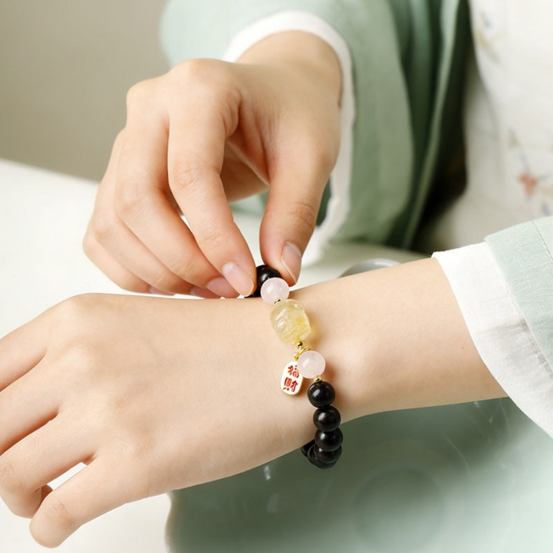 Citrine Pixiu Sandalwood Bracelet-Fortune in Motion