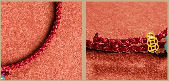 Peaceful Seasons Four-Petal Jade Red String Bracelet-Hand-Woven