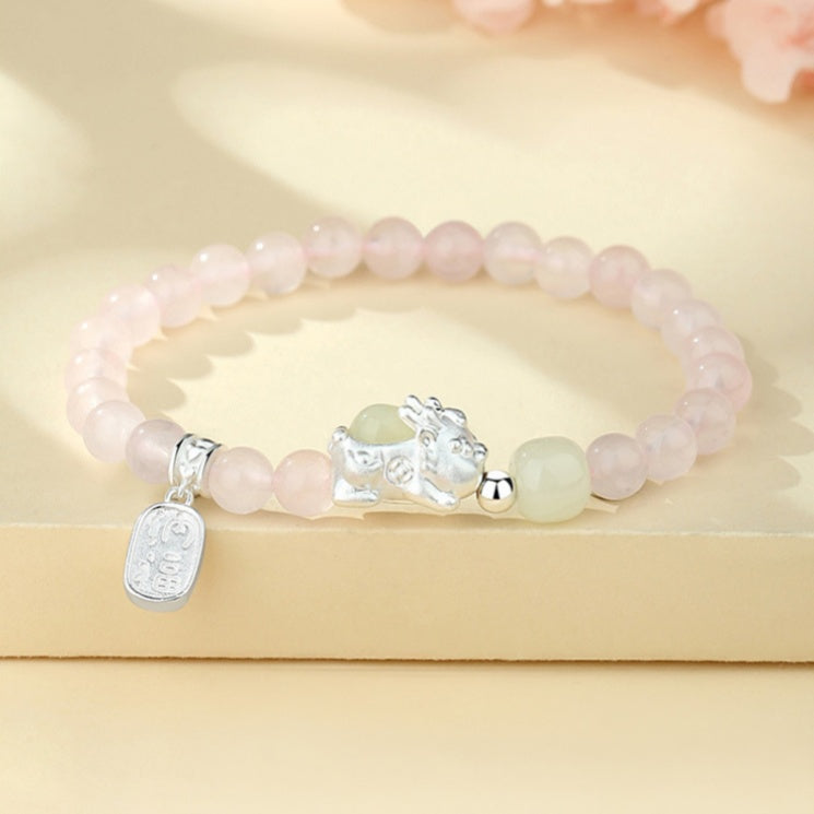 Dragon Pixiu Fine Silver Couple Beaded Bracelet-Welcoming Blessings