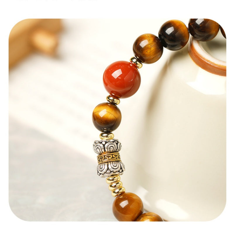 Grounded Fortune-Tiger’s Eye & Red Agate Bracelet