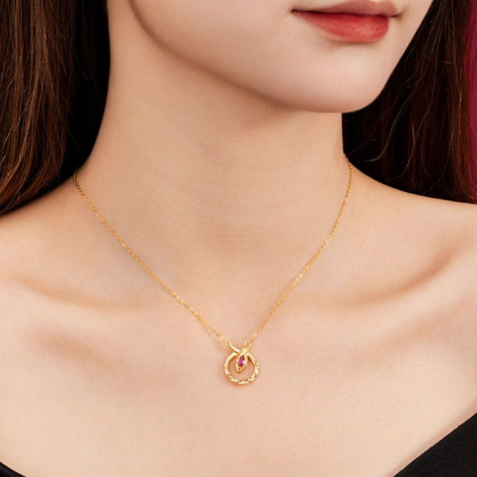 Endless Renewal-Zodiac Snake Pendant Necklace