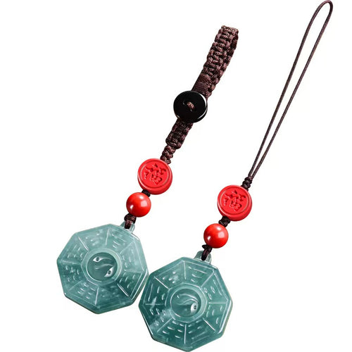 Quiet Guardian Jade Bagua Phone & Keychain Charm Description