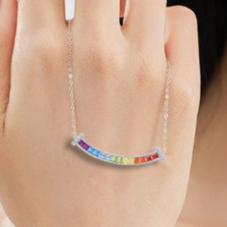 Rainbow Smile Silver Necklace-A Little Everyday Joy