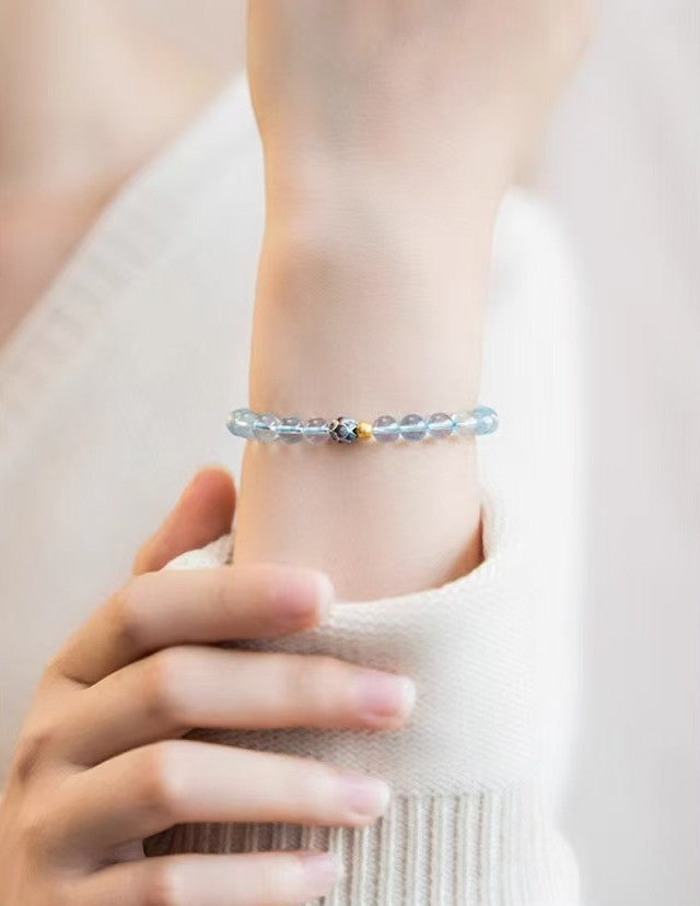 Lotus Flower Aquamarine Bracelet-Luck Transferring