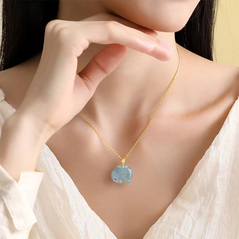Spirit of Wisdom Elephant Jade Necklace