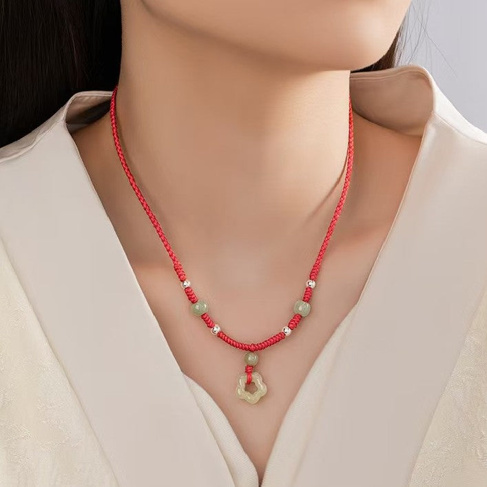 Four Leaf Clover Hetian Jade Necklace-Faith & Hope