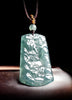 Blue Jadeite Landscape Pendant – Natural A-Grade Glutinous Variety Jade Carving