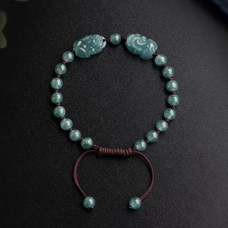 Ice Jade Double Pixiu Bracelet-Attract Luck