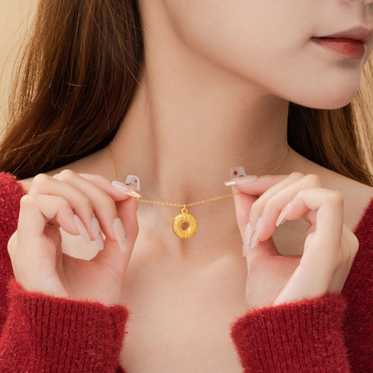 Fu Blessing Peace Disc Necklace-Good Fortune Alongside
