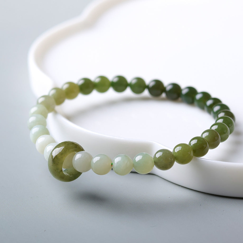 Green Jade Gradient Bead Bracelet – Calm Flow & Balance Energy