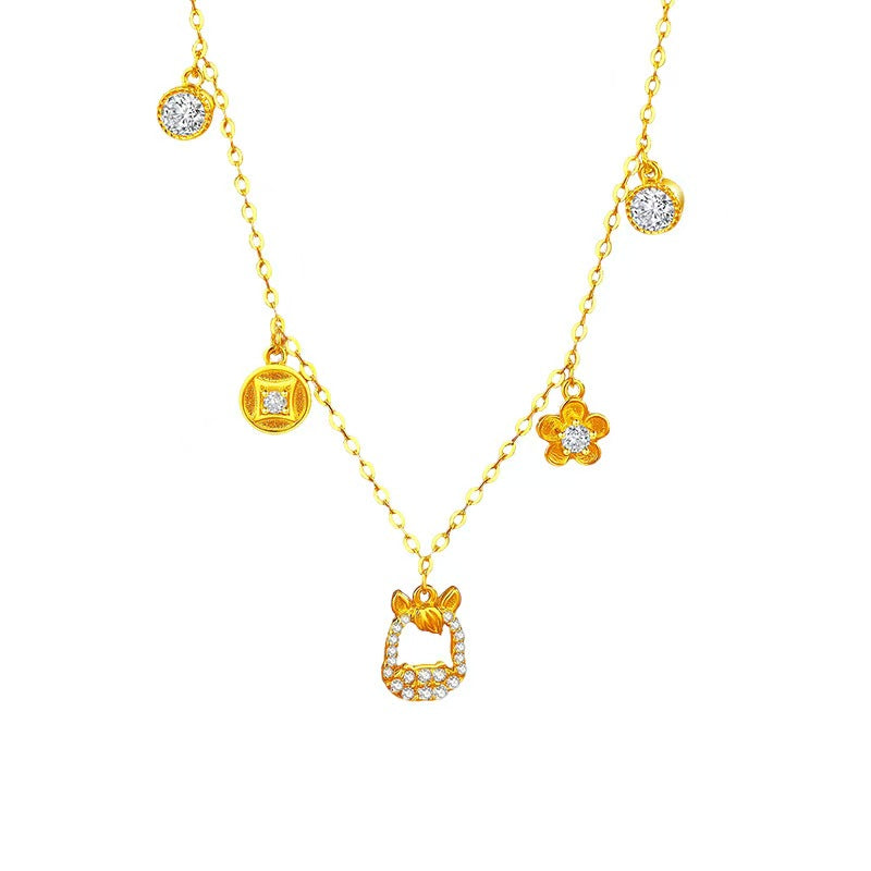 Money-Bloom Horse Necklace – S925 Gold Plated · Fortune, Luck & New Beginnings