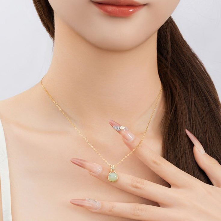 Fortune Bag Nephrite Jade Necklace-Hope Held Close