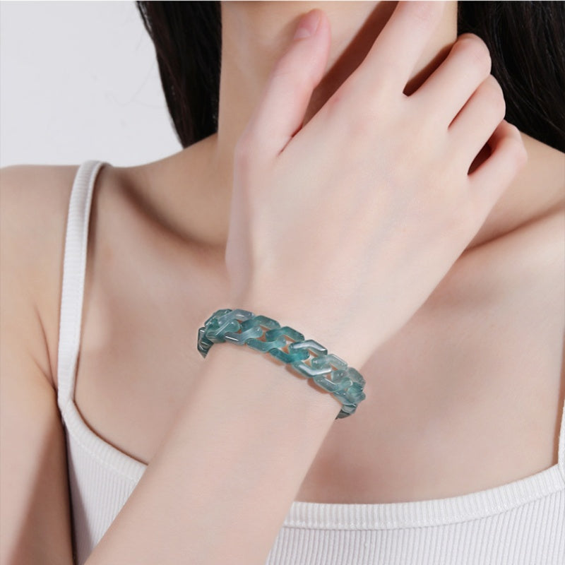 Blue Jade Cuban Bracelet-Confidence Connection
