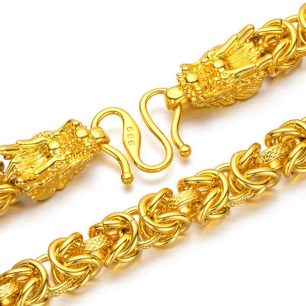 24k Gold Doppeldrachen-Wohlstandsarmband