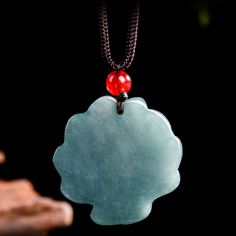Nine-Tailed Fox Natural Blue Jadeite Pendant – Genuine A Jade Necklace in Glutinous Variety