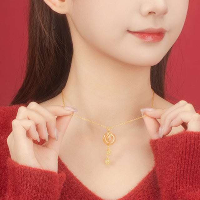Coin Red Agate Necklace-Lasting Peace and Prosperity