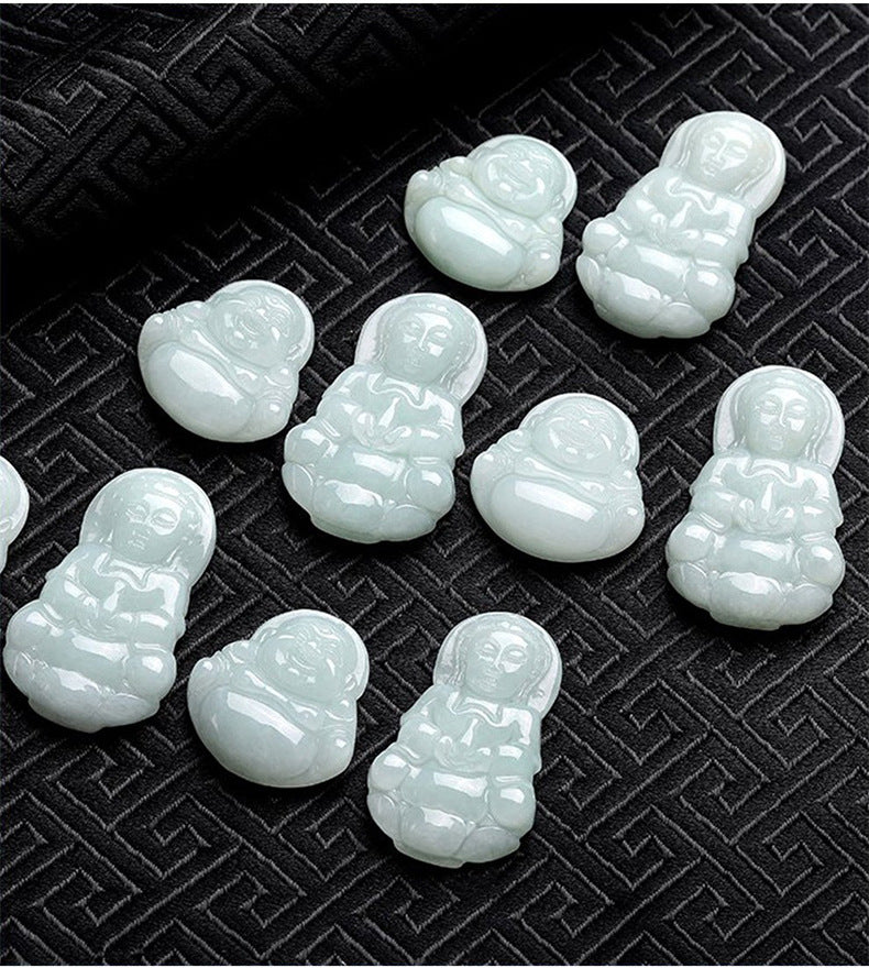 Harmony Protection Guan Yin & Laughing Buddha Jade Pendant Set