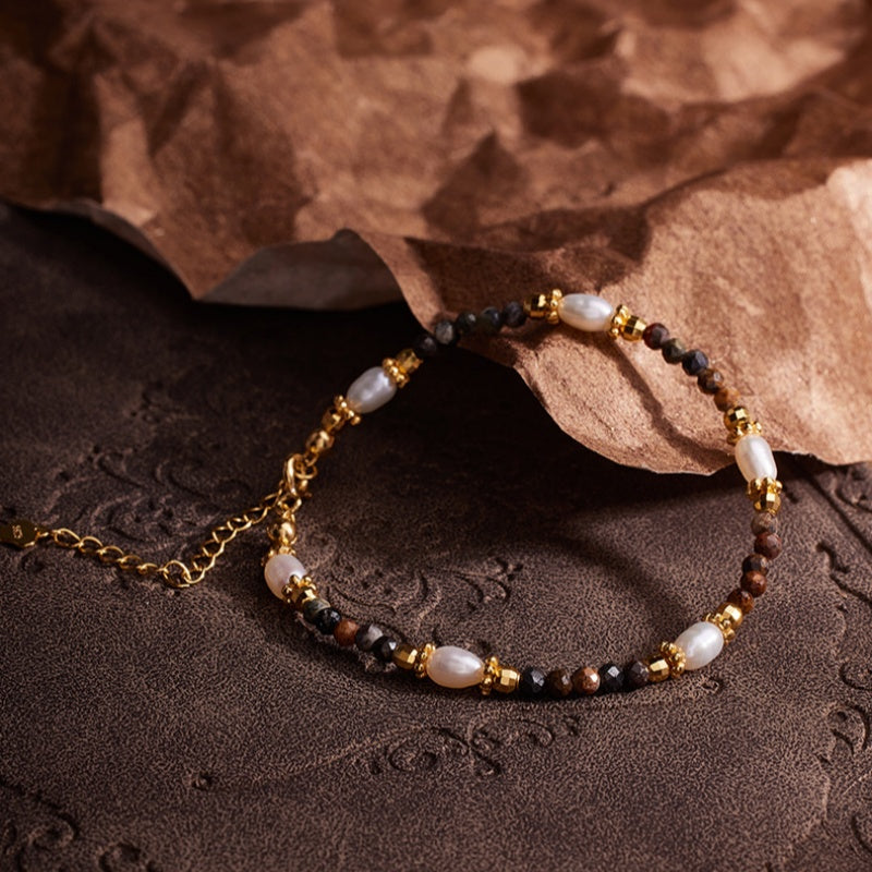 Pietersite Freshwater Pearl Bracelet-Quiet Starlight