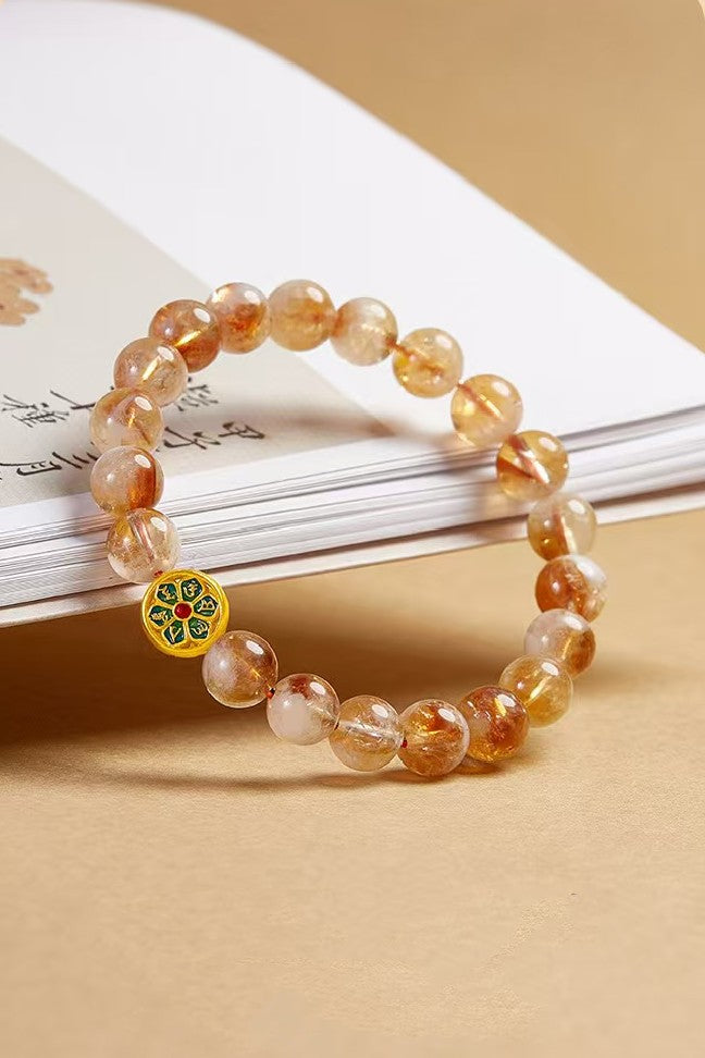 Tibetan Six True Words Citrine Bracelet-Attracts Wealth and Protection